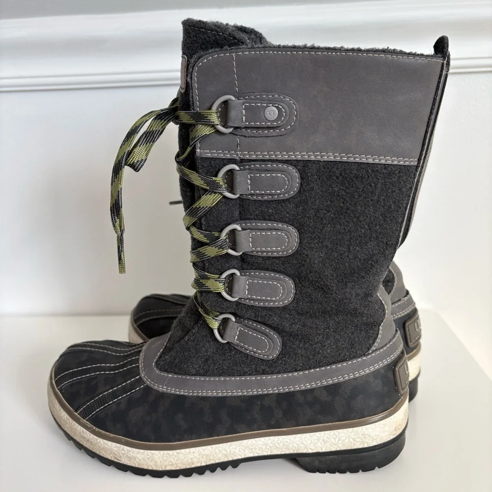 UGG Baroness Duck Boots Women’s 6 Waterproof Tall Snow Boots in Charcoal Gray